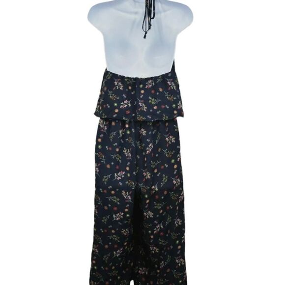 Everly ~ Navy Floral ~ Halter Jumpsuit ~ size Medium ~ dropped inseam - Picture 2 of 14